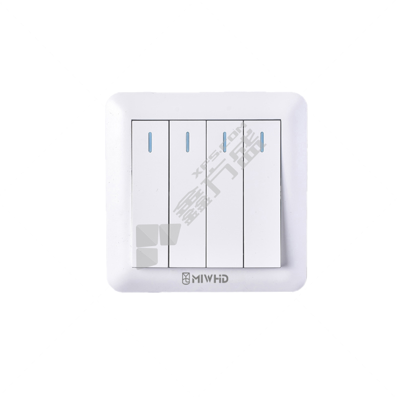 MIWHD 暗装86型 四开双控开关 MLRL13 白色 10A 有边框