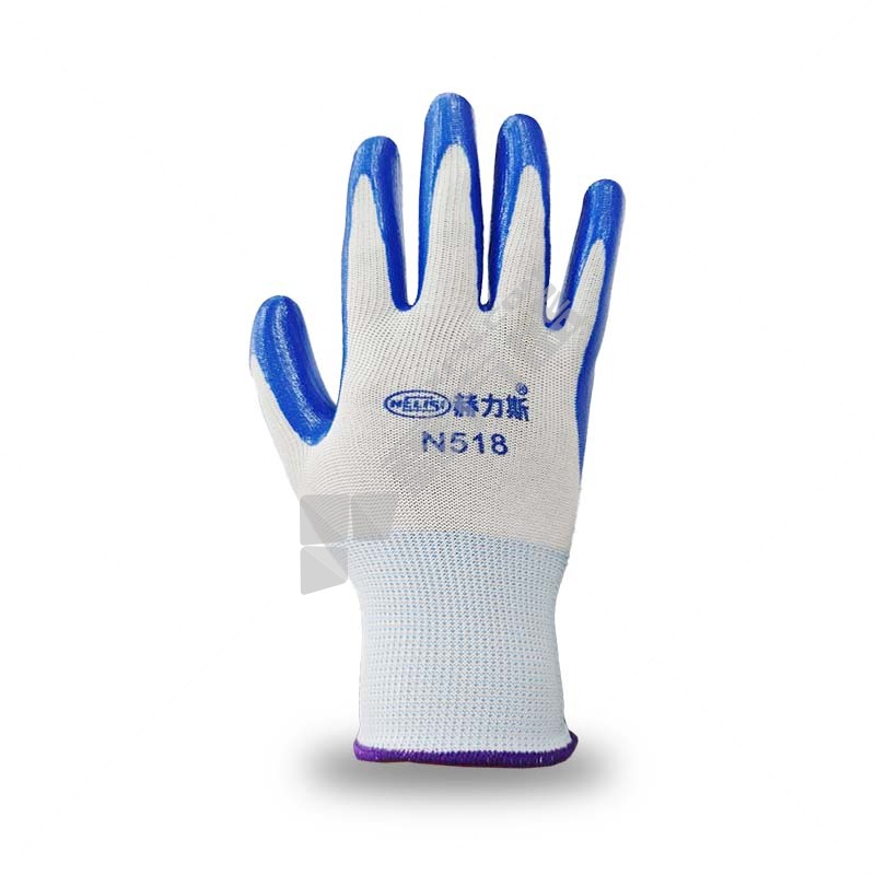 赫力斯 耐磨耐油丁腈手套 M 白线蓝胶 丁腈 N518