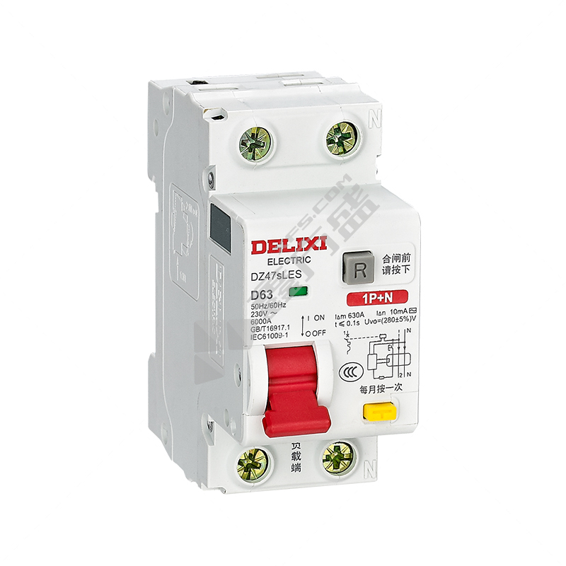 德力西DELIXI DELIXI小型漏电保护断路器 DZ47sLES 1P+N 16A C 6kA