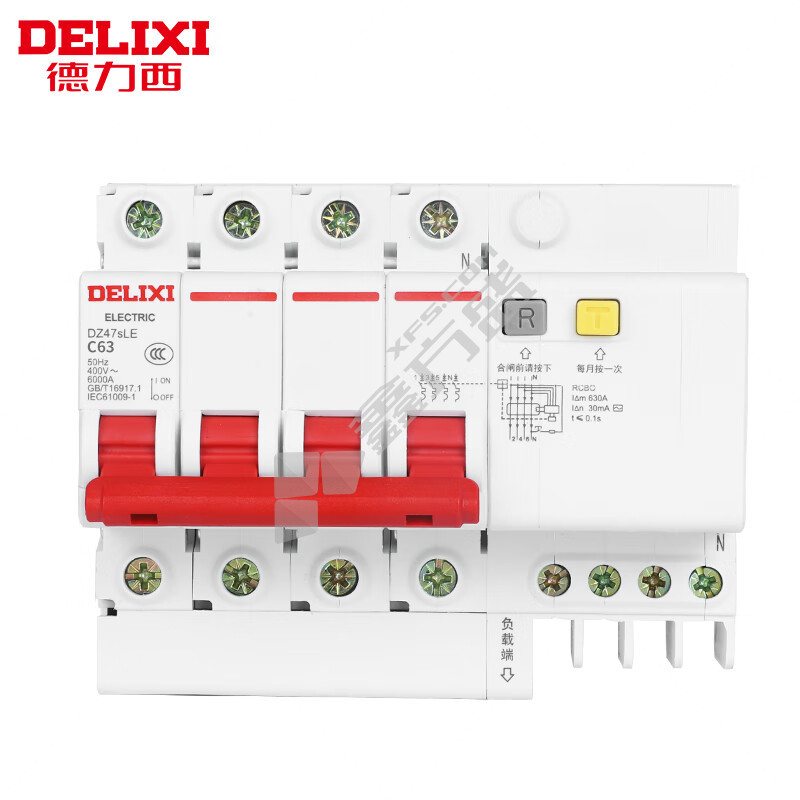 德力西DELIXI DZ47sLES 小型漏電斷路器4P DZ47sLES C 20A 75mA 4P 6kA