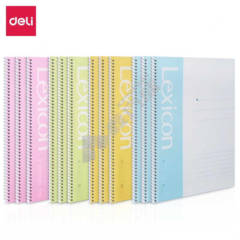 得力螺旋本螺旋本笔记本 7682 A5/50页 混色