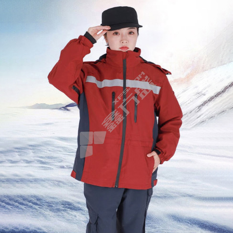 鸣固 执勤棉衣冲锋衣 XXL 中国红 MG-ST-0556