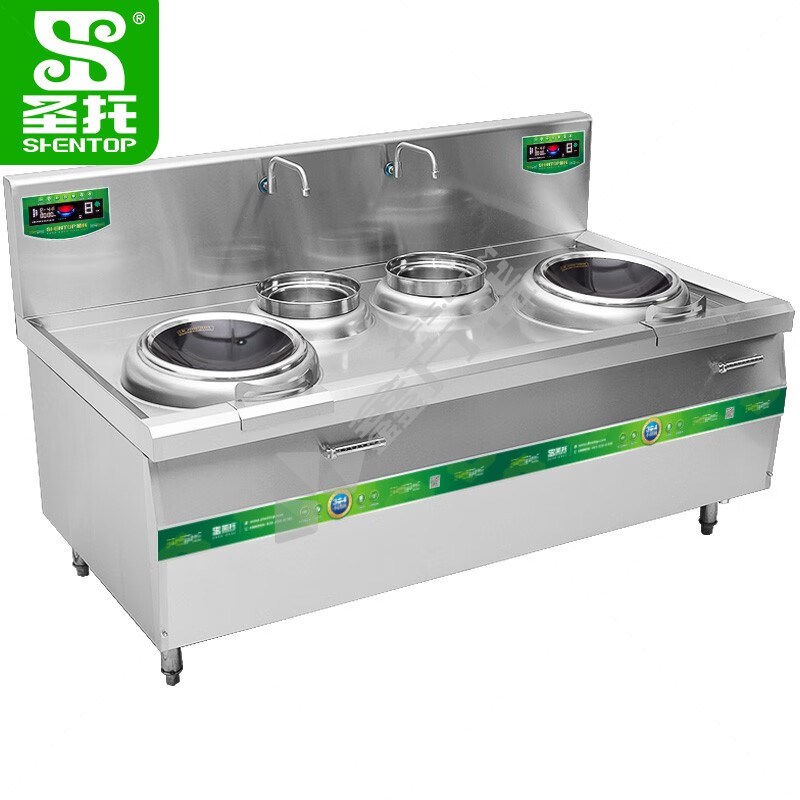 圣托 304不锈钢双头商用小炒炉 12KW*2 380V 304不锈钢 DCE22双尾