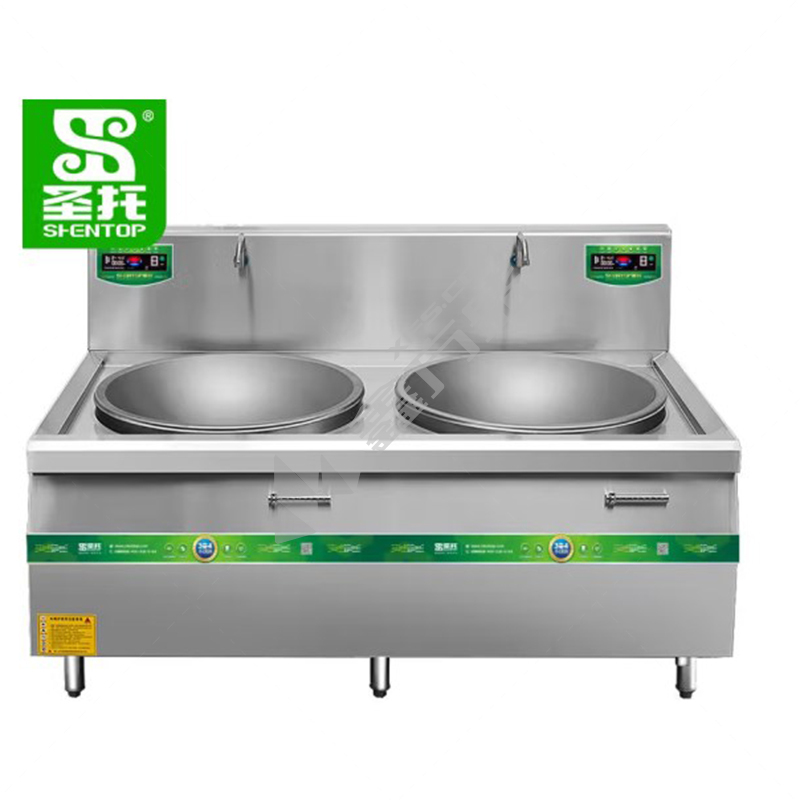 圣托 双头电磁商用大锅灶 20KW 380V 304不锈钢 DCE09