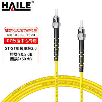 HAILE 9/125电信级单模单芯万兆光纤跳线 ST-ST 10米 HJ-1ST-ST 黄色