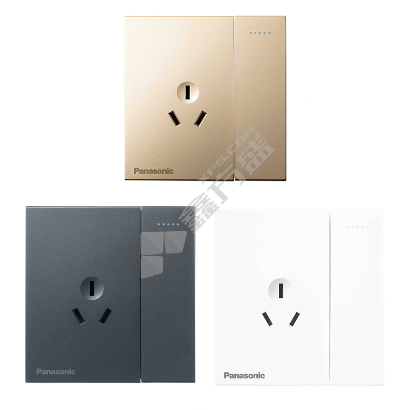 松下 致承 三孔插座带一位单控 面板开关 WSX608MYH-N 灰色 16A