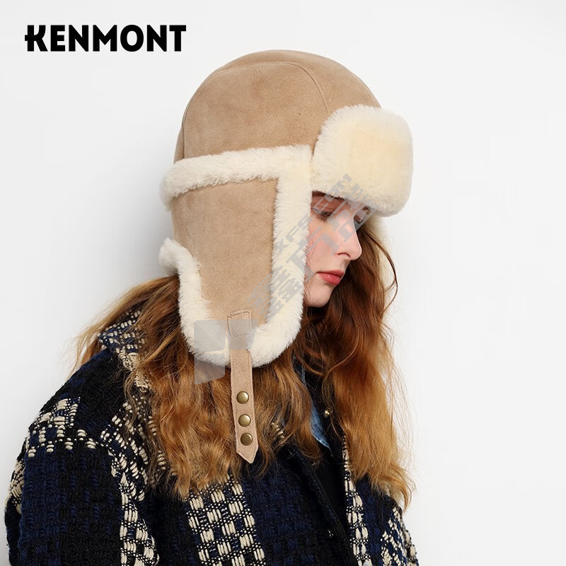 卡蒙 KM-5110 加绒护耳东北皮草防寒帽 KM-5110 均码 驼色
