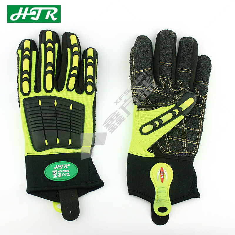 海太尔 0392 超级防割防撞手套 均码 黑绿色 26cm 0392