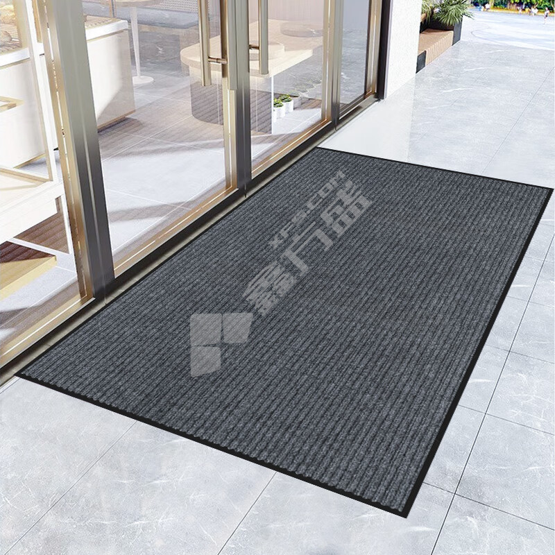 墨斗鱼 双条纹防滑地垫 80*120cm 灰色 7300