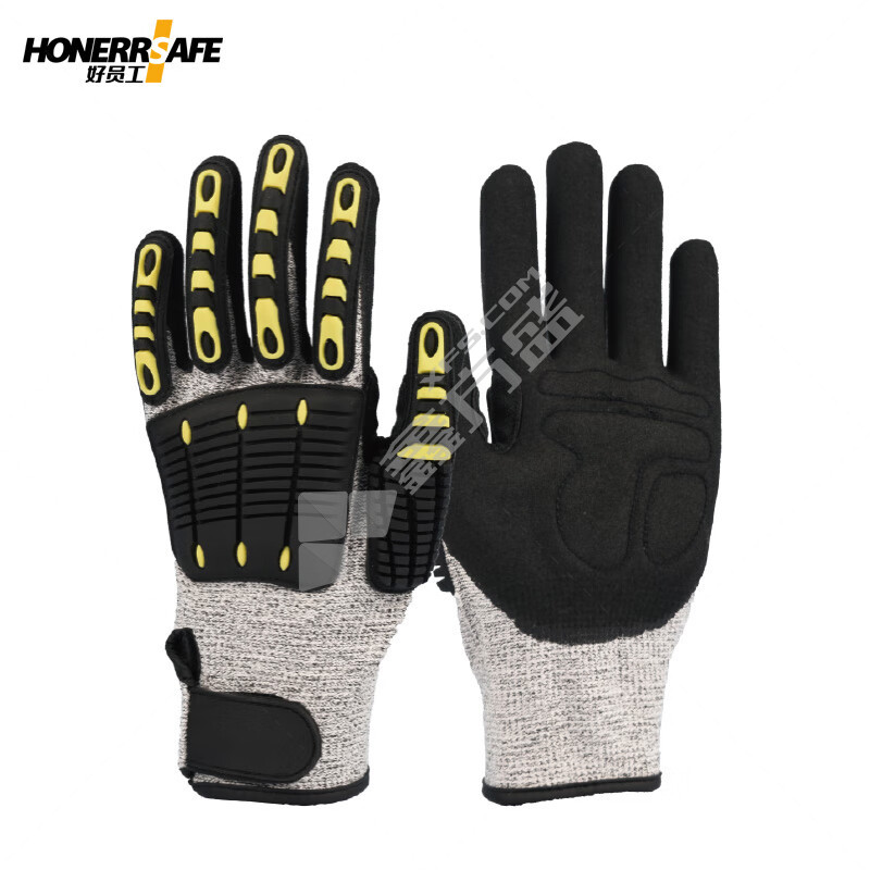 好员工 Z200 防撞击手套 均码 灰黑色 24cm