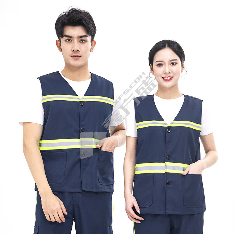 鸣固 防静电工作服薄款坎肩套装 5XL 荧光蓝