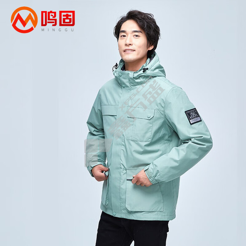 鸣固 情侣款抓绒两件套防风保暖服 M  深兰