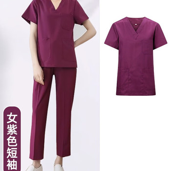 百舸 女士短袖手术服 L BG-ST-8913 紫色
