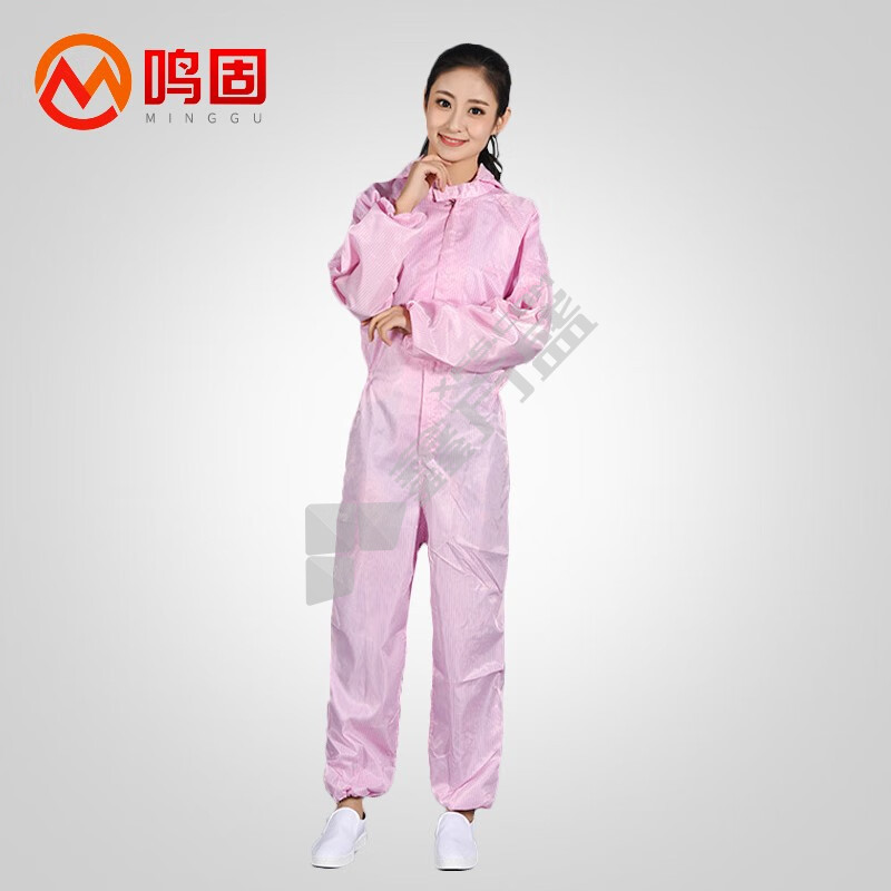 鸣固 带帽防静电服连体 4XL 黄色