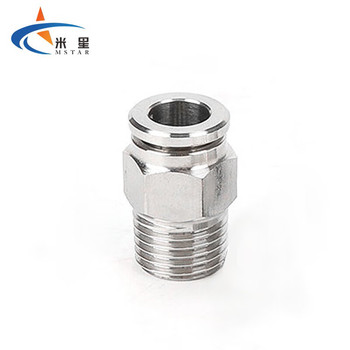 米星 304不锈钢螺纹直通 PC8-04 8mm-R1/2 0-1MPa