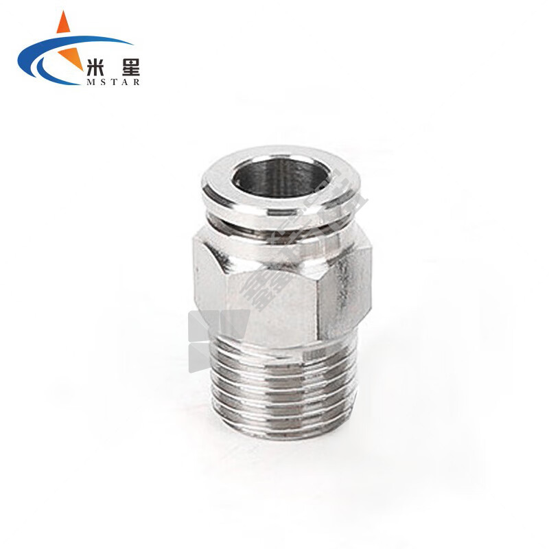 米星 304不锈钢螺纹直通 PC8-04 8mm-R1/2 0-1MPa