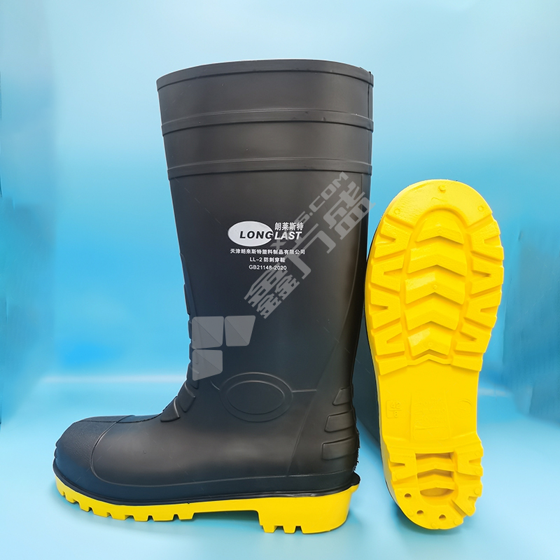 朗莱斯特 耐酸碱耐腐蚀防砸防穿刺特制矿山靴 38码 黑筒黄底 LL-2-04