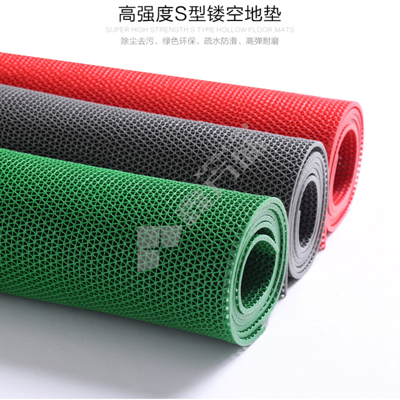 合美 PVC S纹疏水防滑地垫 5mm*0.9m*20m 绿色