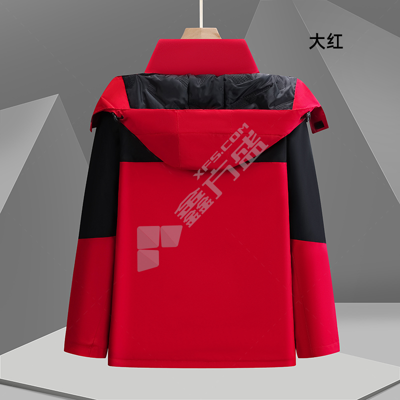 左诗丹伦 9528 带帽 三防羽绒棉冲锋衣 L 大红色