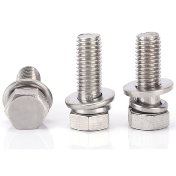 奥展 GB9074.17 304不锈钢 六角头螺栓弹平垫圈组合件 M6*45mm 全牙