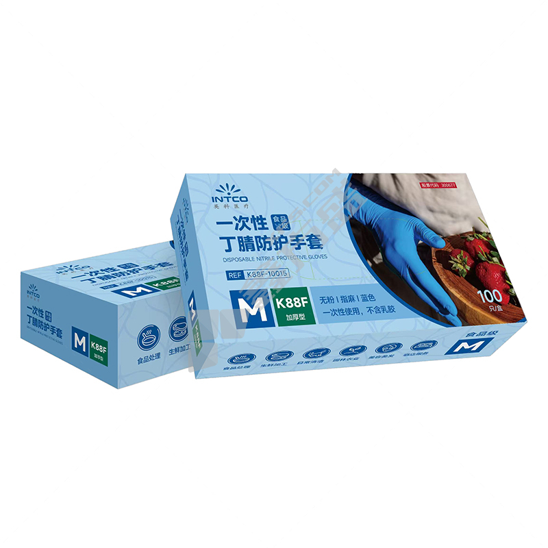 英科医疗 K88F 5.0g食品级一次性丁腈防护手套 S码 宝蓝色