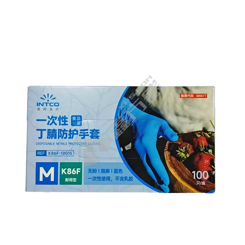 英科医疗 K86 4.5g食品级一次性丁腈防护手套 M码 宝蓝色