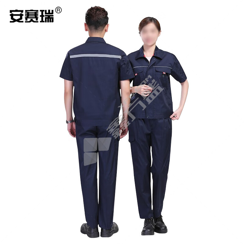 安赛瑞 藏蓝色防静电安全工作服 L码 13682