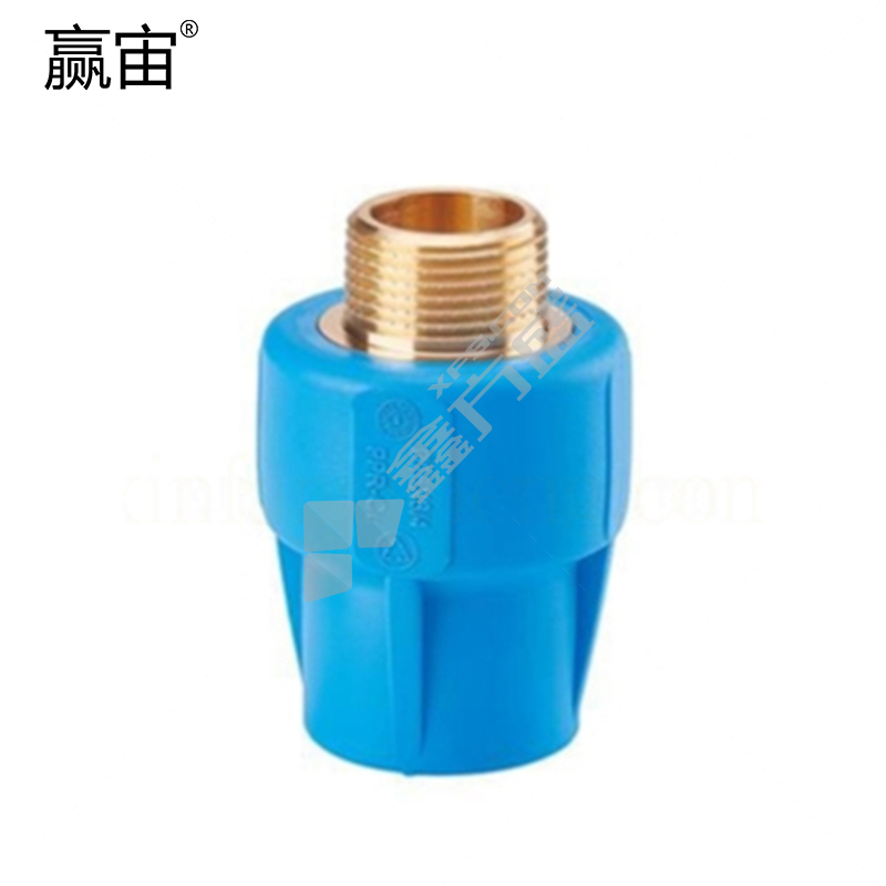 赢宙 蓝色 PPR覆塑紫铜外牙直通 20*1/2"