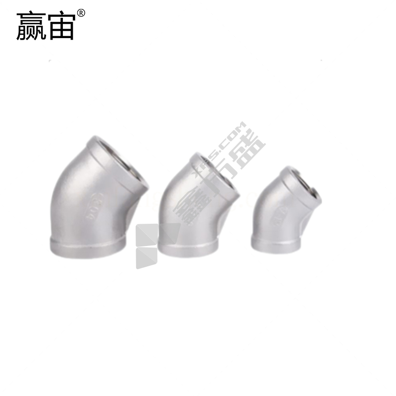 赢宙 304不锈钢45°NPT螺纹内牙弯头 DN50 2寸