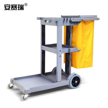 安赛瑞 24350 多功能清洁手推车 113.5*51*98cm 灰黄色 24350