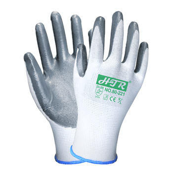 海太尔 涤纶针织丁腈手套 80-221 L码 蓝白色