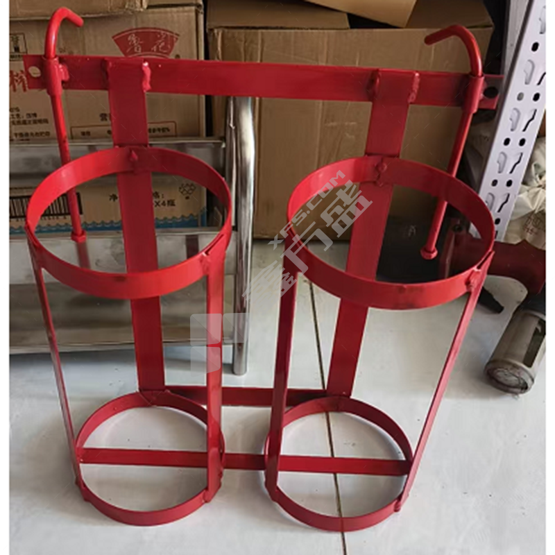 红色挂壁式铁质加厚灭火器双挂架 2kg*2