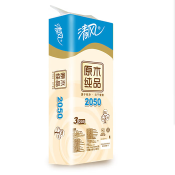 清风 原木纯品压花平纹205段卷筒卫生纸 3层 10卷/提 B22AA1C