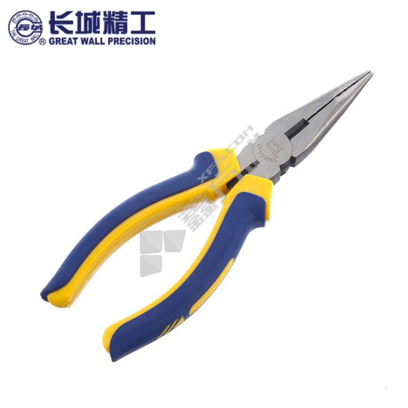 長(zhǎng)城精工 CR-V歐式精拋雙色套塑柄尖嘴鉗 212076 160mm 6寸
