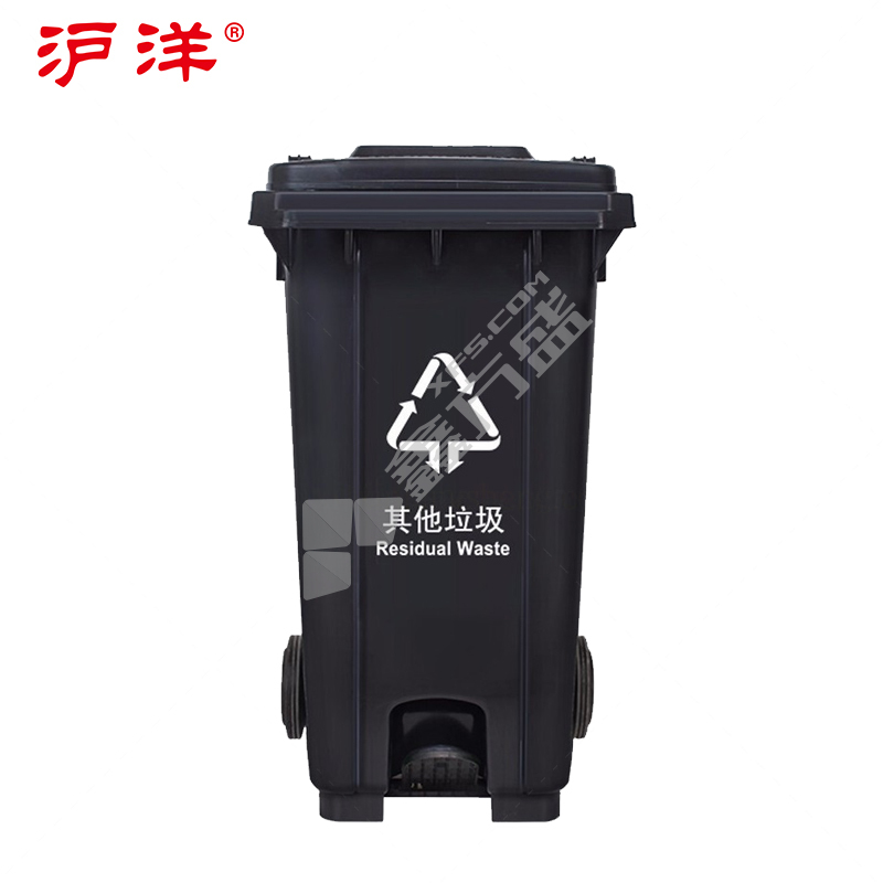 沪洋 可挂车脚踏式垃圾桶 240L 730*580*1080mm 绿色 厨余垃圾