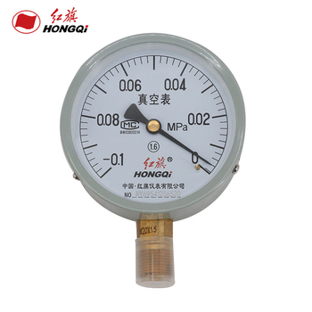 红旗 0.1~0Mpa真空压力表 YZ100-（-0.1-0MPa）M20*1.5