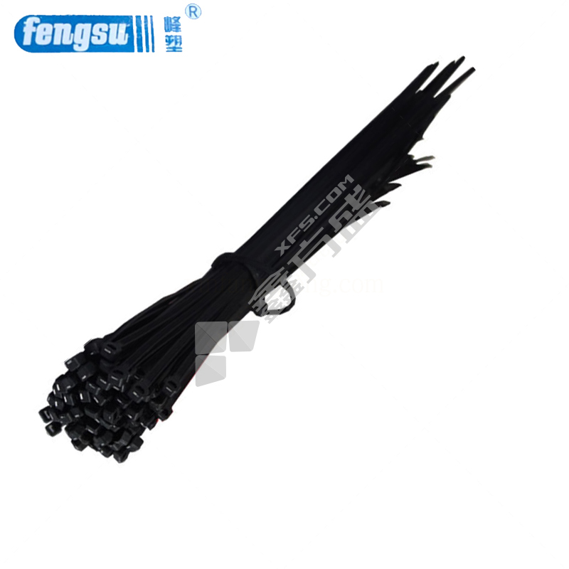 峰塑 自锁式企标尼龙扎带 5*300mm 黑色 PA6
