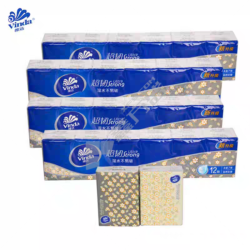 维达 V0012-4 超韧迷你手帕纸 4层 7张/包 12包/条 36条/箱