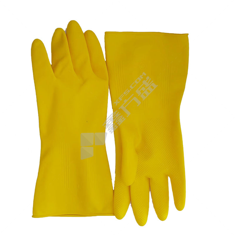 鸿顺南洋 加厚乳胶手套 M 31cm 黄色 约100g