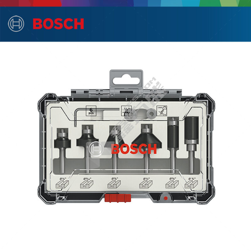 博世BOSCH 木工铣刀 修边刀6件套装柄 木工铣刀修边刀6件套装柄 2607017470