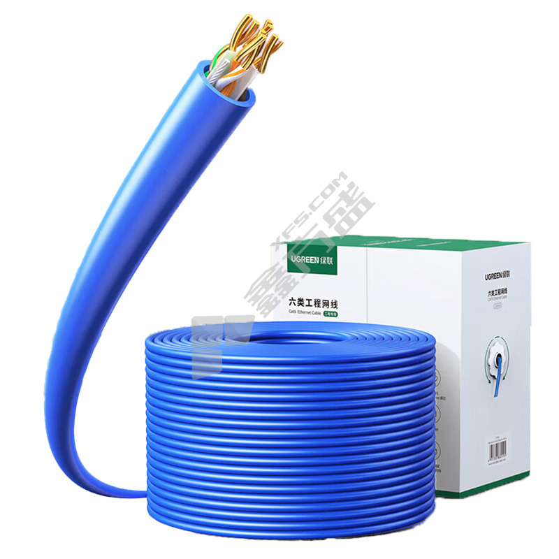 绿联 六类网线 305米 15058 8芯*0.55mm 蓝色