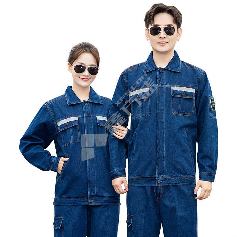 恒漉 TZ168 春秋长袖防静电牛仔工作服套装 牛仔蓝 175cm