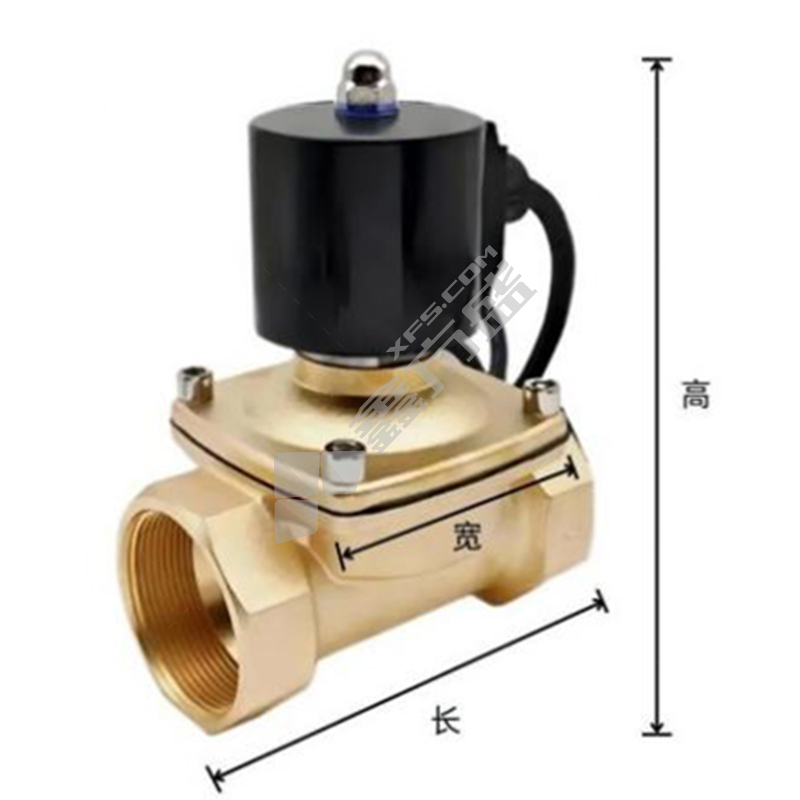 星浙气动 2W系列 常闭黄铜节能型 电磁阀水阀 2W400-40-JN DN40 DC24V 电源线连接