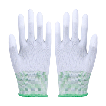 贸正 7001 防静电PU涂指手套 中号 尼龙绿边