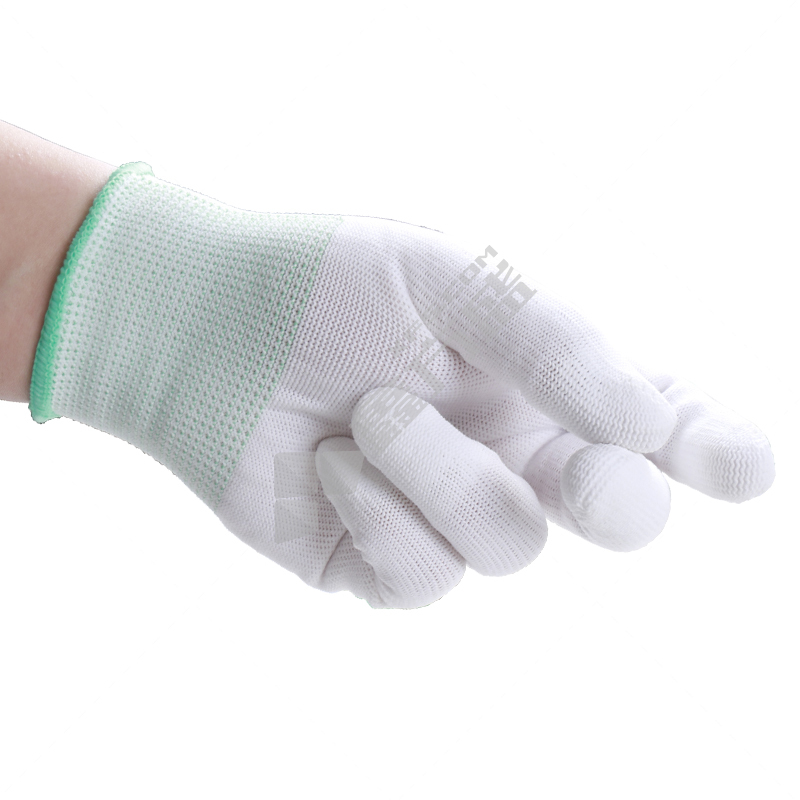 贸正 7001 防静电PU涂指手套 中号 尼龙绿边