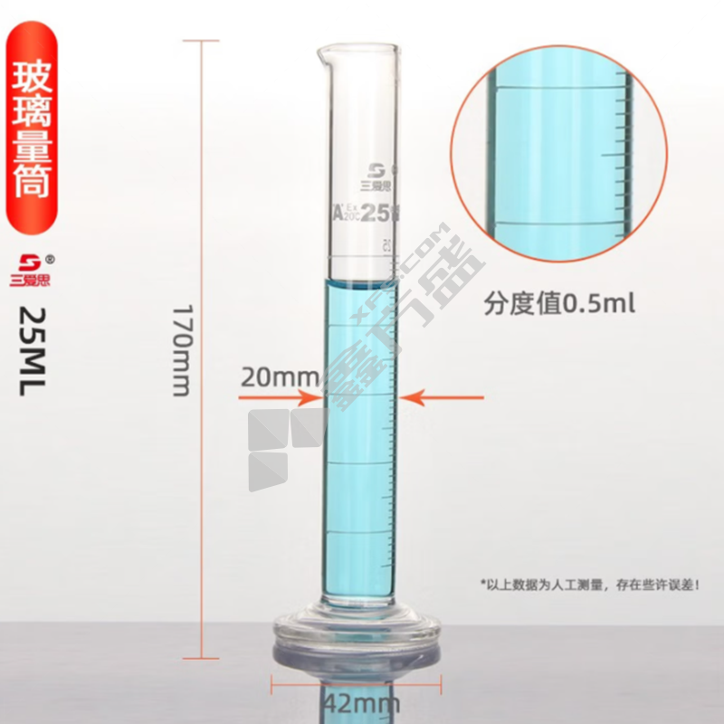 江苏三爱思 玻璃量筒 25ml C180025
