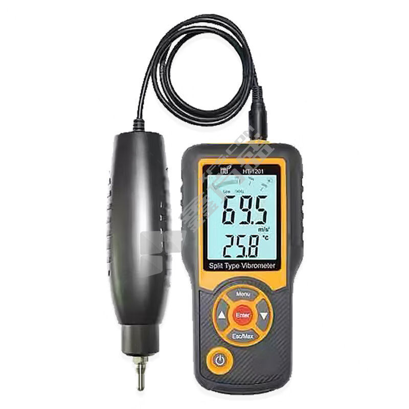 鑫思特 分体式测振仪 HT-1201 低频15Hz~1KHz（LO）高频1KHz~10KHz（HI) 0.001~1.999mm（峰-峰值） 0.1~199.9m/s2（峰值）