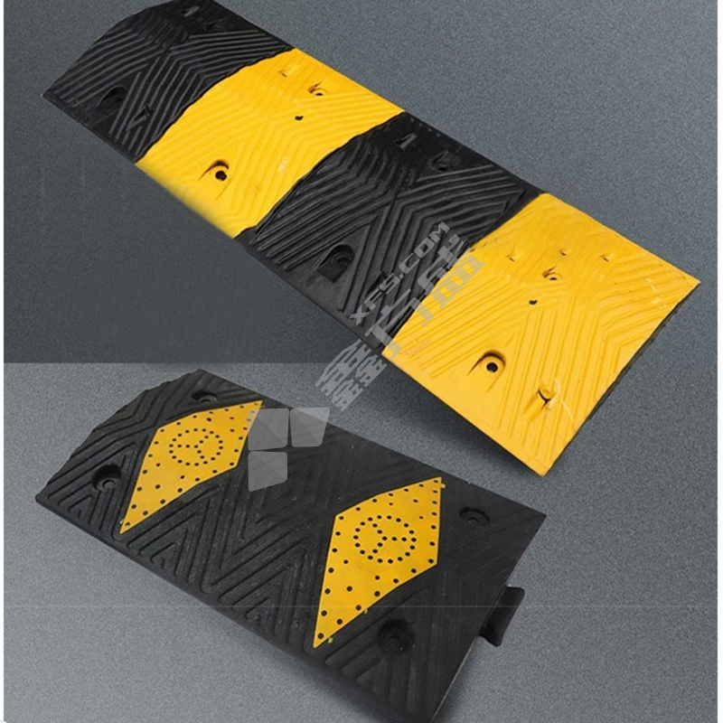 人字形花纹 优质 橡胶减速带 1000*350*50mm 黄黑色