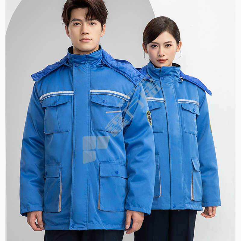 恒漉 TZM13 防酸碱防静电工作棉服大衣 S 艳蓝色