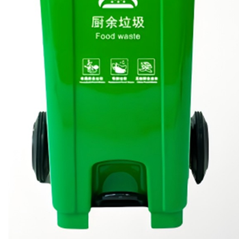 沪洋 可挂车脚踏式垃圾桶 240L 730*580*1080mm 绿色 厨余垃圾